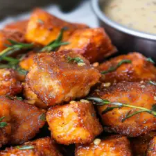Crispy Honey Garlic Salmon Bites