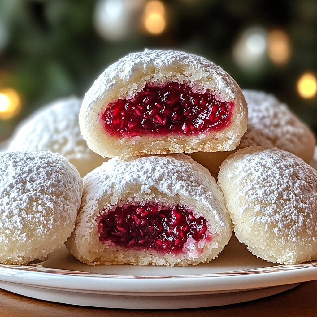 Delightful Raspberry Almond Snowball Cookies