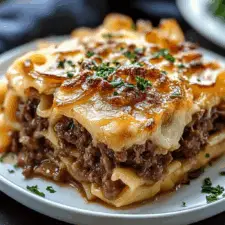 French Onion Beef and Pasta Casserole