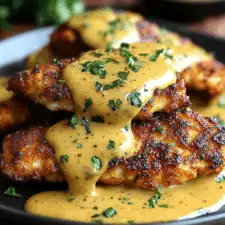 Pretzel Chicken with Mustard-Cheddar Sauce