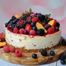 Summer Berry and Peach Cheesecake