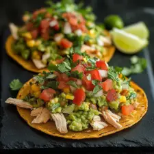 The BEST Chicken, Guacamole and Bean Tostadas