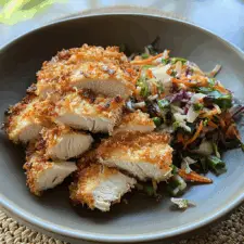 Coconut Crusted Chicken with Thai Slaw