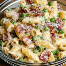 Creamy Pea and Bacon Pasta Salad