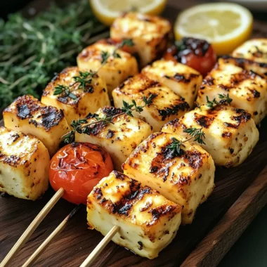 Grilled Halloumi Skewers with Lemon and Thyme