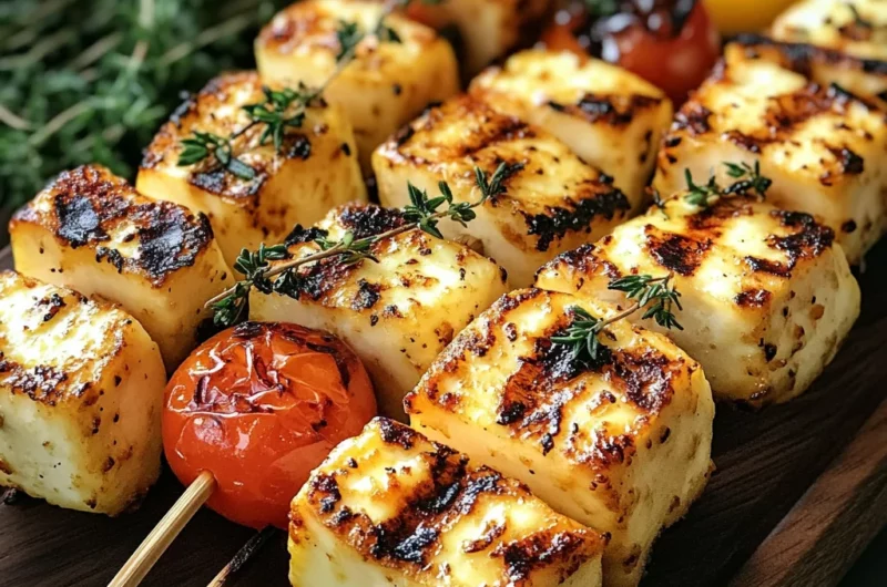 Grilled Halloumi Skewers with Lemon and Thyme