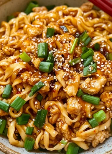 Ground Chicken Sweet Chili Noodles