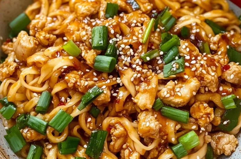 Ground Chicken Sweet Chili Noodles