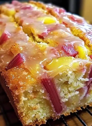 Lemon Rhubarb Loaf with Glaze