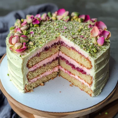 Pistachio, Rose & Cardamom Cake With Homemade Raspberry Rose Jam