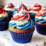 Red, White and Blue Swirl Cupcakes