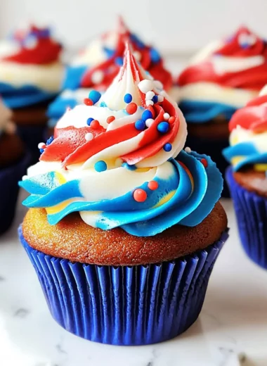 Red, White and Blue Swirl Cupcakes