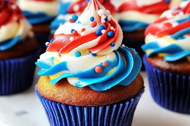 Red, White and Blue Swirl Cupcakes