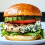 Chicken Burger with Feta Cheese and Spinach