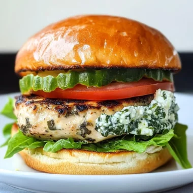 Chicken Burger with Feta Cheese and Spinach