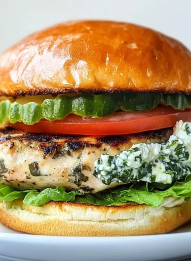 Chicken Burger with Feta Cheese and Spinach