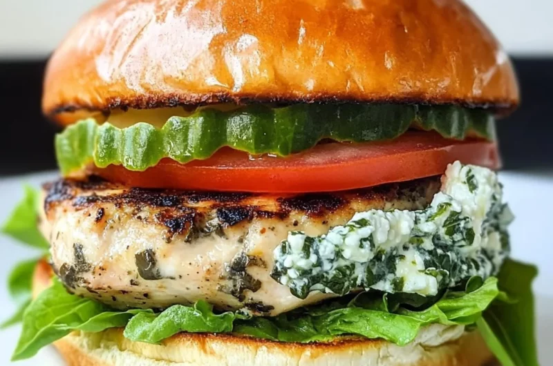 Chicken Burger with Feta Cheese and Spinach