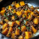 Ground Beef and Sweet Potatoes Skillet