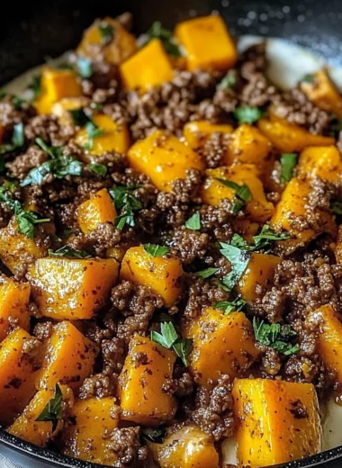 Ground Beef and Sweet Potatoes Skillet