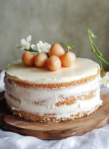 Lychees and cream cake