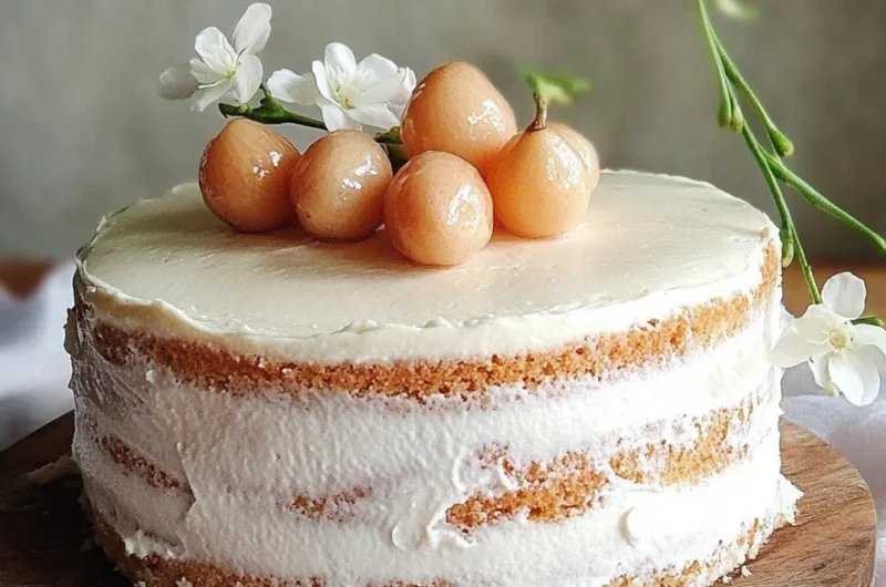 Lychees and cream cake
