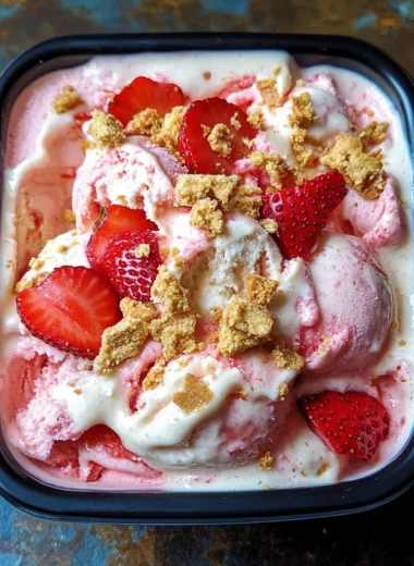 No-Churn Strawberry Cheesecake Ice Cream