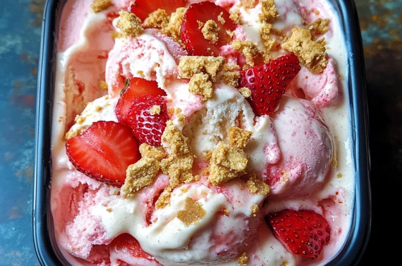No-Churn Strawberry Cheesecake Ice Cream