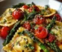 Ravioli with Tomatoes, Asparagus, Garlic, and Herbs