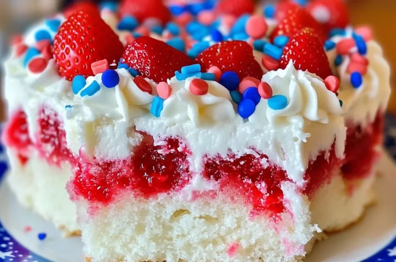 Red, White, and Blue July 4th Poke Cake