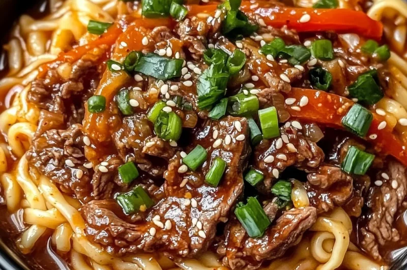 Spicy Korean Gochujang Beef Noodles