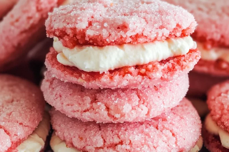 Strawberry Cake Mix Cookies with Almond Buttercream