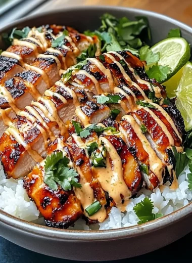 Sweet Chili Chicken Bowl with Coconut Lime Drizzle