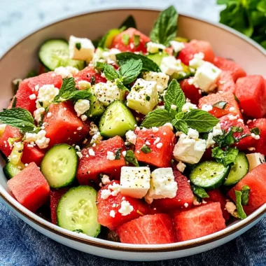 Watermelon Salad Recipe with Feta and Cucumber