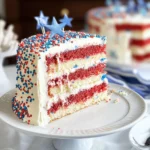White Almond Patriotic Layer Cake with Vanilla-Almond Buttercream