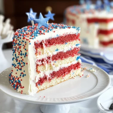 White Almond Patriotic Layer Cake with Vanilla-Almond Buttercream