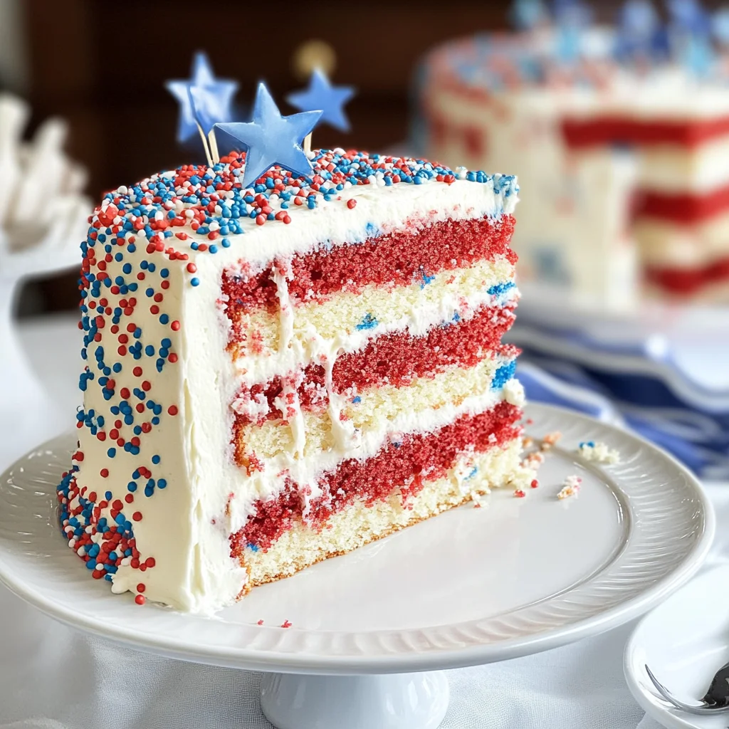White Almond Patriotic Layer Cake with Vanilla-Almond Buttercream