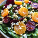 Beet Salad with Spinach and Honey-Mustard Lemon Dressing