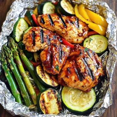 Grilled Barbecue Chicken and Vegetable Foil Packs
