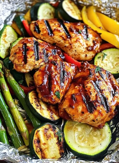 Grilled Barbecue Chicken and Vegetable Foil Packs