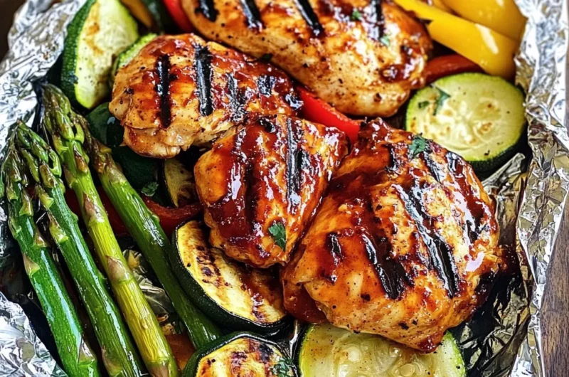 Grilled Barbecue Chicken and Vegetable Foil Packs