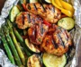 Grilled Barbecue Chicken and Vegetable Foil Packs