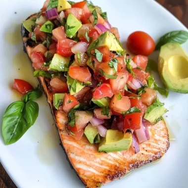Grilled Salmon Bruschetta with Avocado
