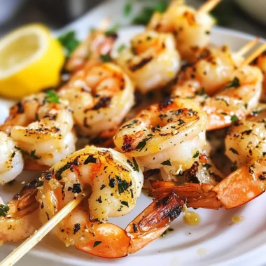 Lemon Garlic Grilled Shrimp Skewers