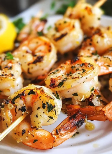 Lemon Garlic Grilled Shrimp Skewers