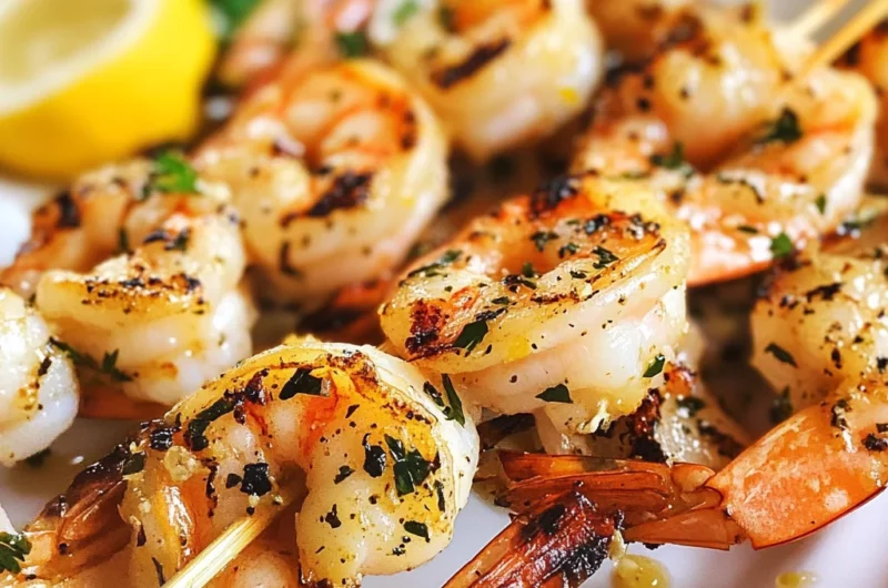 Lemon Garlic Grilled Shrimp Skewers