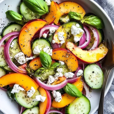 Nectarine Salad with Cucumber, Basil and Goat Cheese