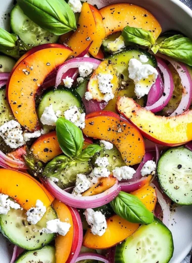 Nectarine Salad with Cucumber, Basil and Goat Cheese