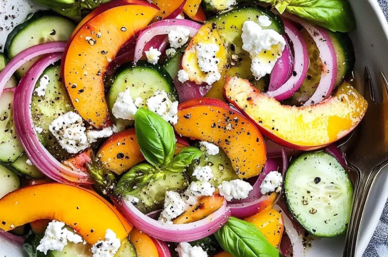 Nectarine Salad with Cucumber, Basil and Goat Cheese