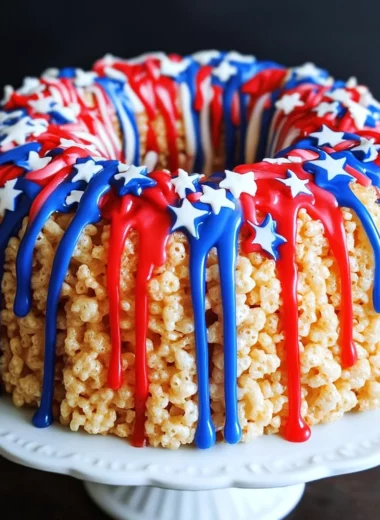 Patriotic Rice Krispies Treat Cake