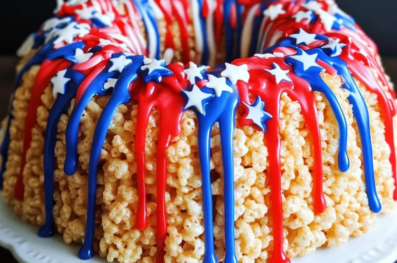 Patriotic Rice Krispies Treat Cake